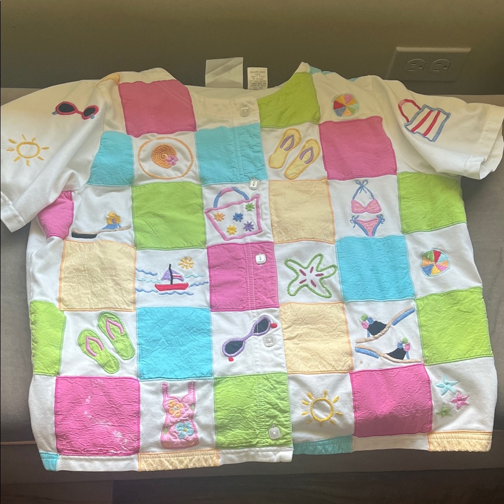 Michael Simon Lite Beach Life Patchwork Button Do… - image 1